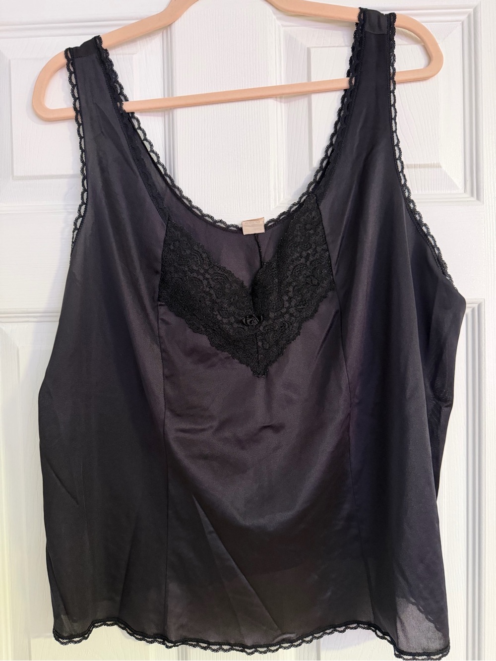 Sears Black Satin Lace-Trim Camisole